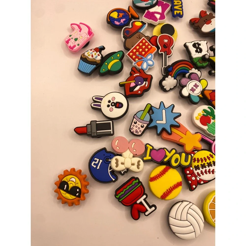 Bulk Lot Assorted PVC Shoe Charms Clogs Crocs Sports Food Animals Superheroes